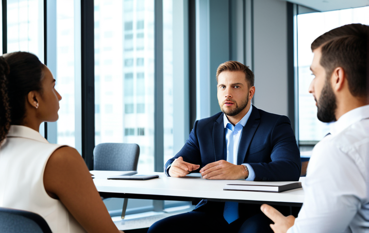 A diverse group of male and female supply chain professionals in modest business suits and professional attire are engaged in a meeting within a bright, modern conference room. One male professional is actively listening, maintaining eye contact with a female colleague who is speaking, while other team members observe with focused, professional expressions. The scene emphasizes collaboration and attentive communication. fully clothed, appropriate attire, safe for work, professional, perfect anatomy, correct proportions, natural pose, well-formed hands, proper finger count, natural body proportions, high-quality, corporate photography.