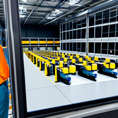 Home 20 A professional female supply chain manager in a modest business attire, fully clothed, observing the operations in a highly automated, clean, and modern warehouse. Advanced robotics are visible, with robotic arms sorting packages and automated guided vehicles (AGVs) moving efficiently. Large data screens display real-time logistics analytics and interconnected system dashboards in the background. She has a confident and focused expression. High-resolution professional photography, cinematic lighting, sharp focus, perfect anatomy, correct proportions, natural pose, well-formed hands, proper finger count, natural body proportions, safe for work, appropriate content, fully clothed, professional, modest.