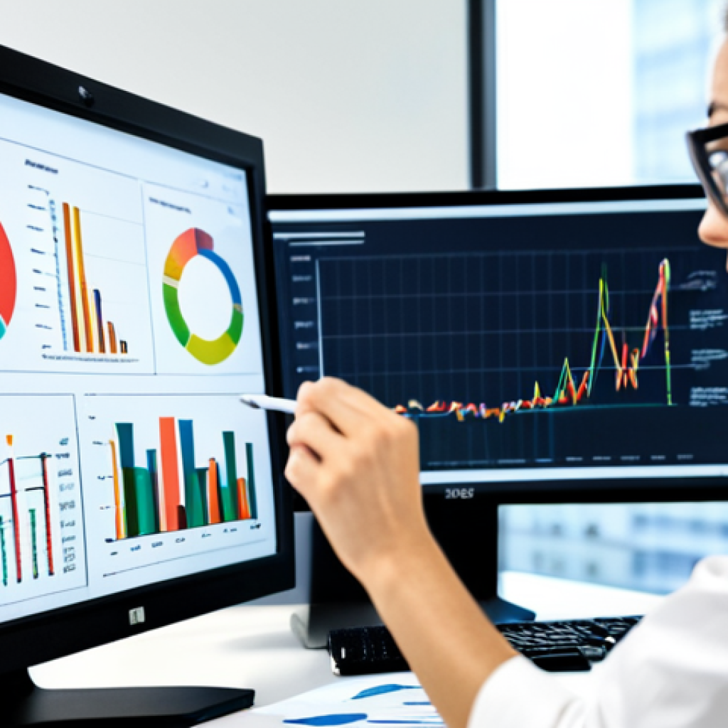 **

A data analyst in a modern, bright office setting, fully clothed in professional attire. She is studying charts and graphs related to supply chain performance on a large monitor. A whiteboard with strategic plans is visible in the background. Focus on perfect anatomy, correct proportions, and well-formed hands. safe for work, appropriate content, modest, professional setting.

**
