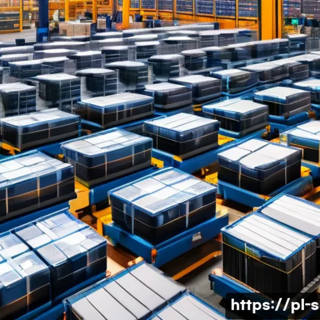 공급망관리와 비용 절감 전략 - A modern logistics warehouse interior bustling with activity, featuring workers wearing uniforms and...