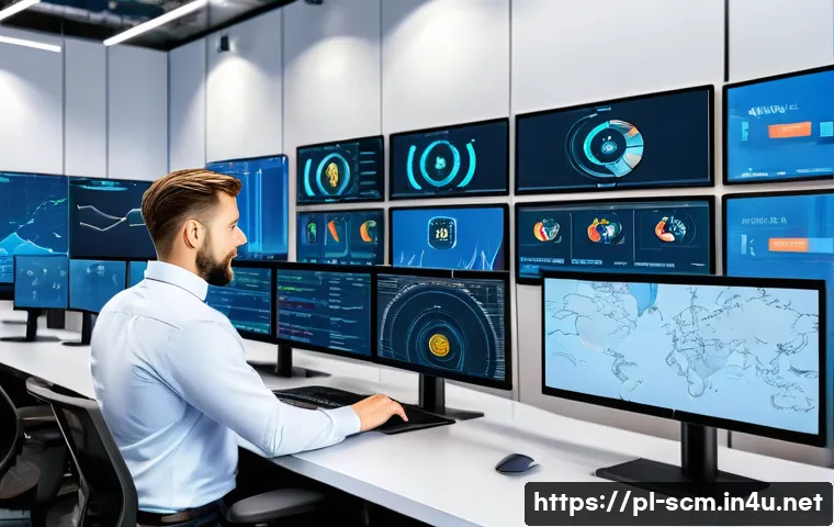 공급망관리 직무에서의 성장 가능성 - A modern logistics control room featuring professionals in business casual attire working collaborat...