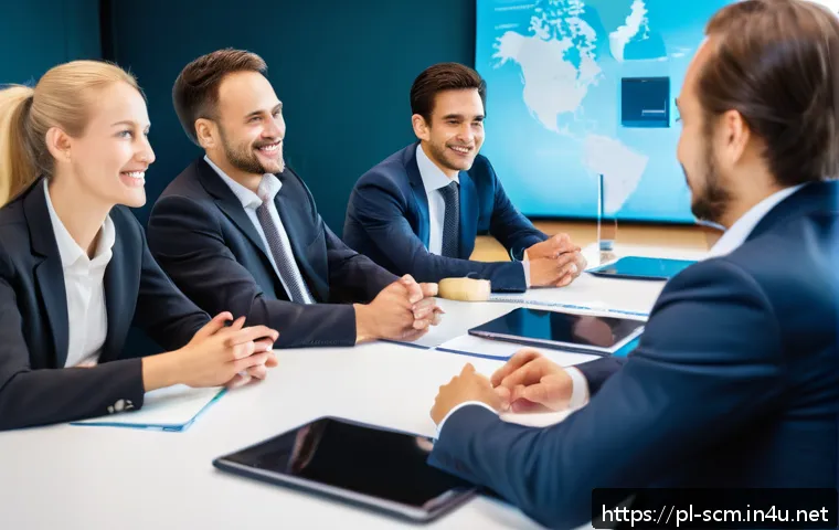 공급망관리 실무에서의 문화적 차이 - A professional international business meeting scene in a modern conference room, featuring diverse b...