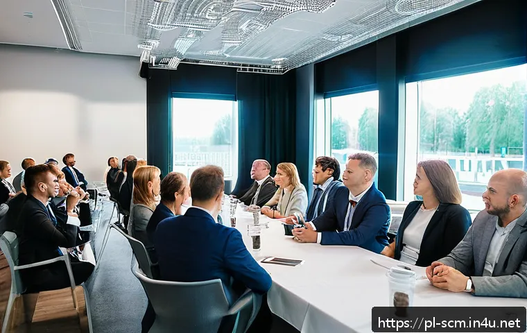 SCM 전문가 커뮤니티 가입 방법 - A professional networking event in Warsaw, Poland, featuring diverse SCM industry specialists engagi...