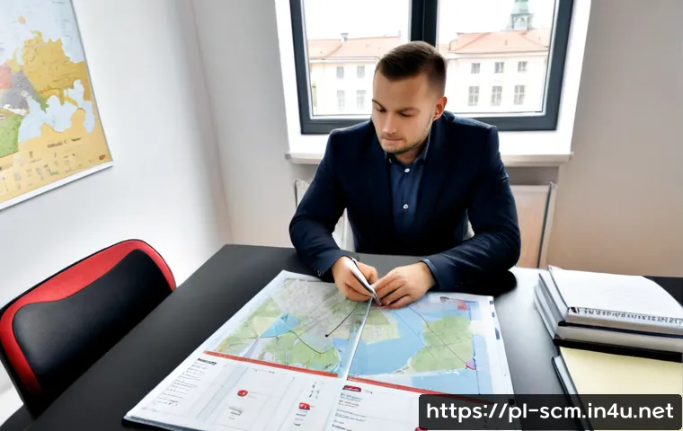 Home 17 공급망관리 관련 최신 연구 - Photorealistic modern supply chain research workspace in Warsaw, Poland, senior logistics analyst an...