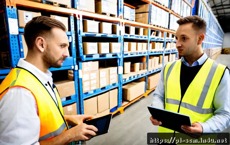 Home 30 SCM 필수 용어와 정의 - Photorealistic Polish distribution center showing a clear supply chain workflow: organized warehouse...